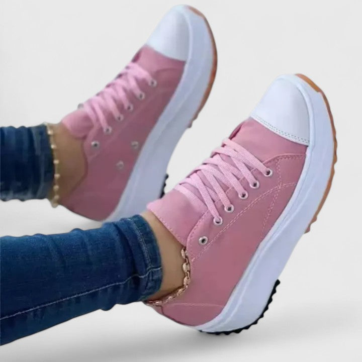Kelly Platform Sole Comfortable Sneakers With Lace Up by Selouva
