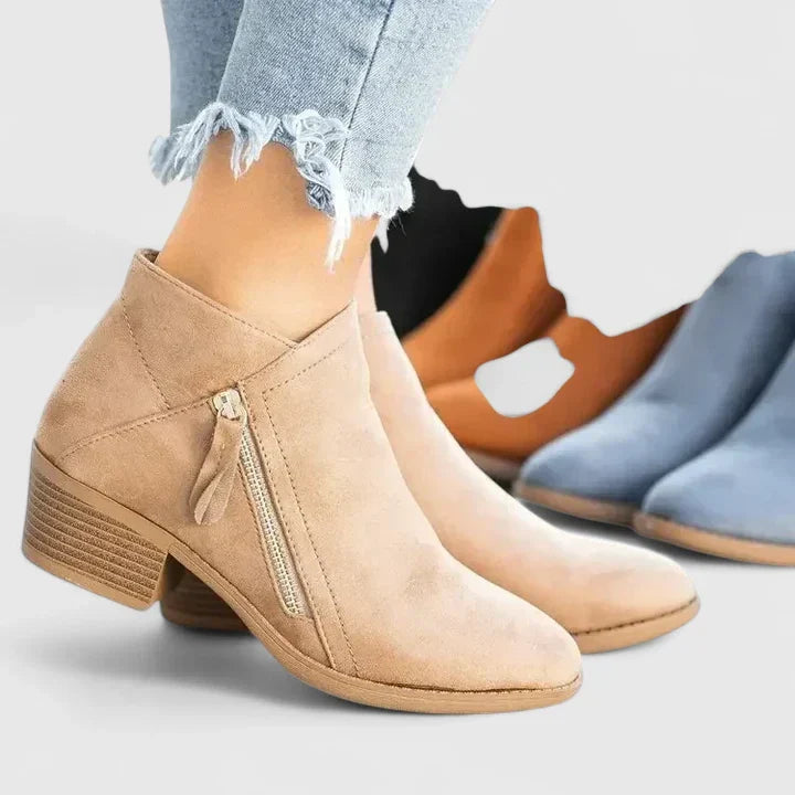 Auryziah Orthopedic Ankle Boots Cushioned Sole With Side Zipper by Selouva