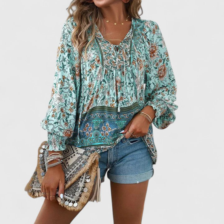 Women's Blouse with Tie-Neck for Work by Selouva