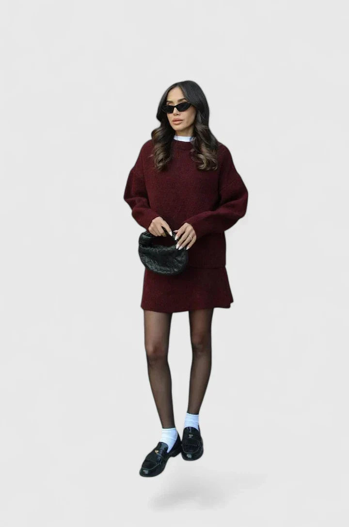 Women's Burgundy Knit Set Cozy by Selouva