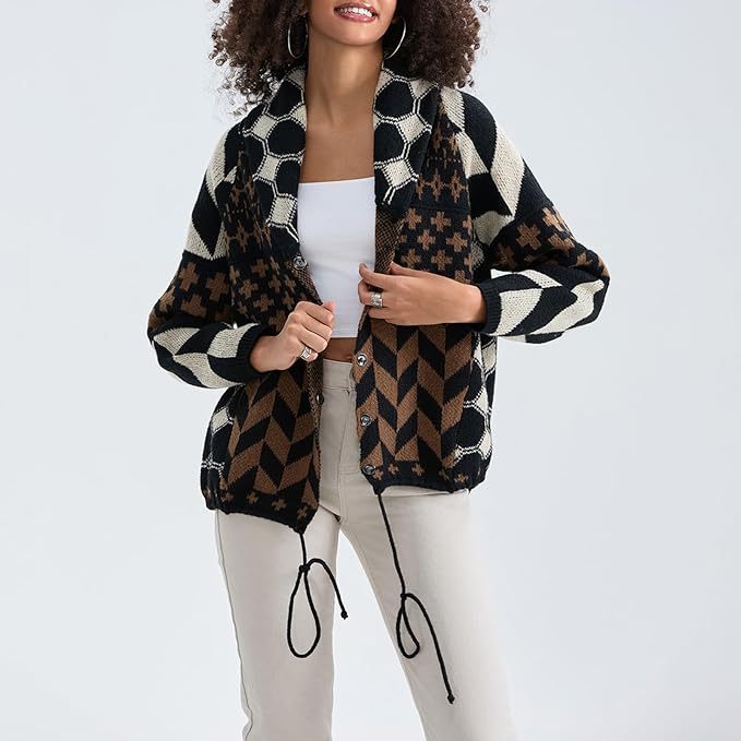 Women's Cardigan Button-Down Loose by Selouva