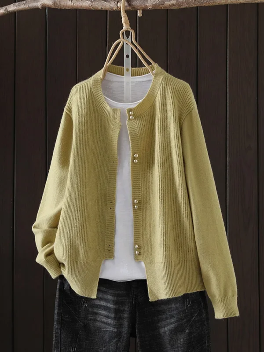 Women's Cardigan Pearl Buttons by Selouva