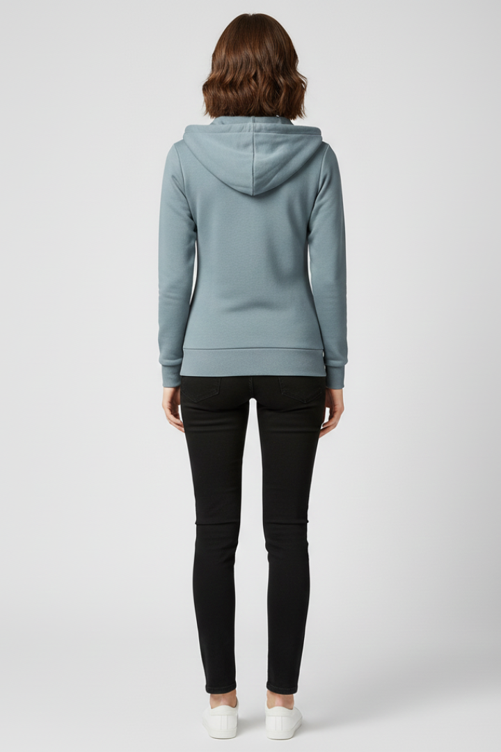 Grace Womens Zip Hoodie With Front Zipper And Kangaroo Pockets by Selouva