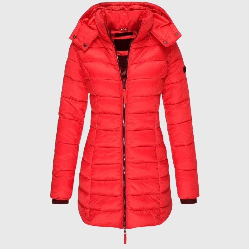 Women's Long Down Jacket with Weather Hood for Winter by Selouva