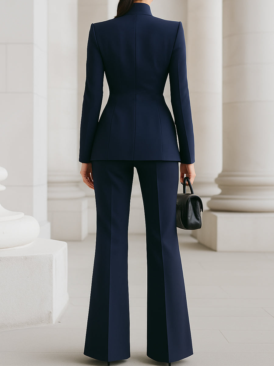 Women's Navy Blazer Set with Defined Waist by Selouva
