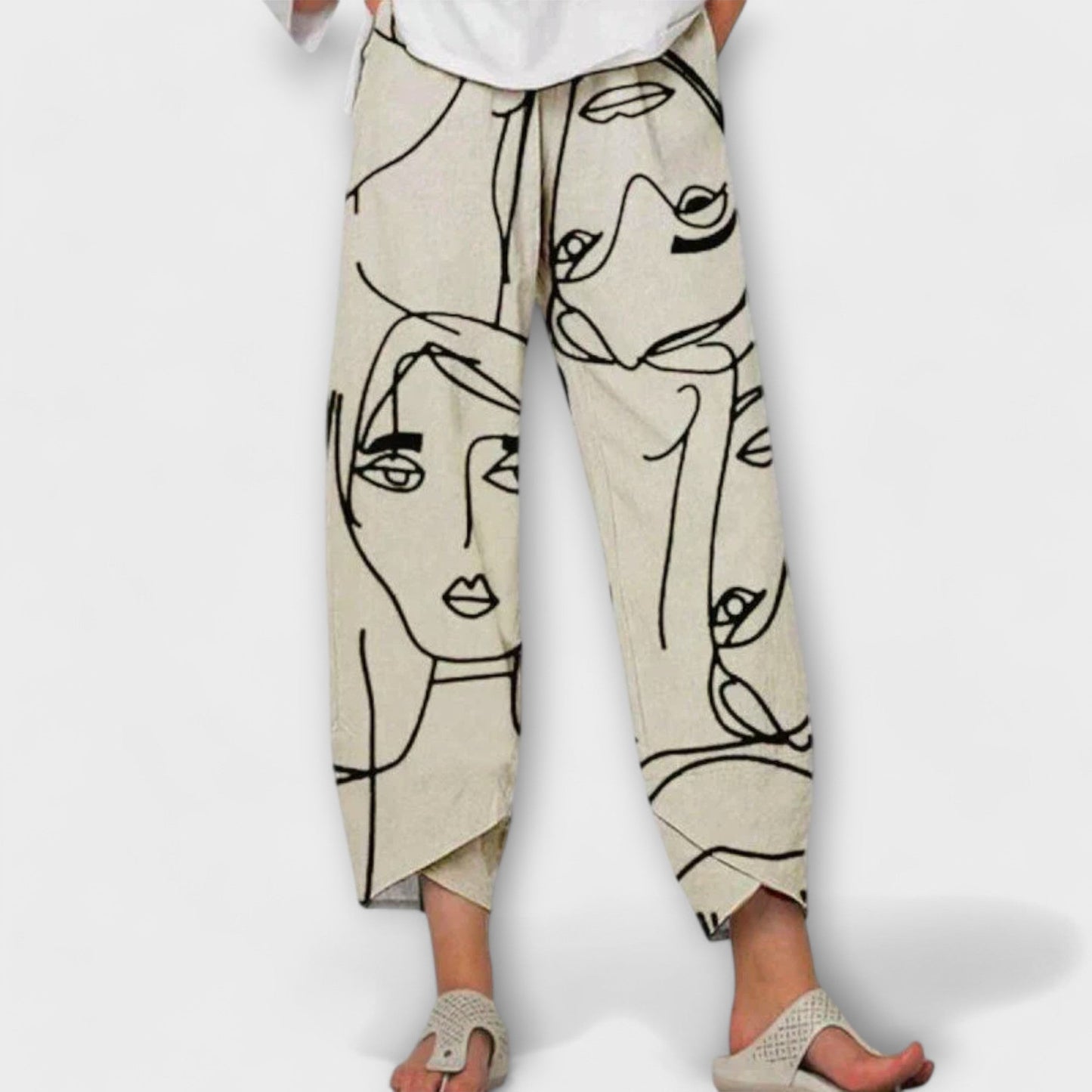 Nahia Elegant Pants With Abstract Face Print For Women by Selouva