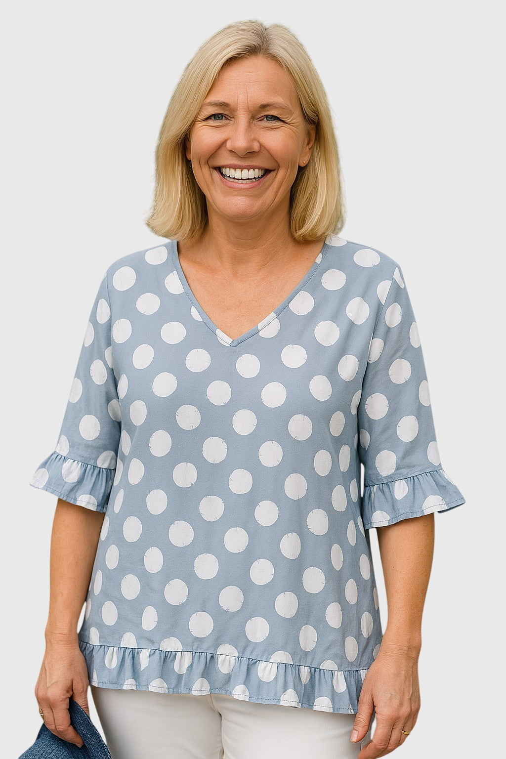 Women's Polka Dot Blouse V-neck by Selouva