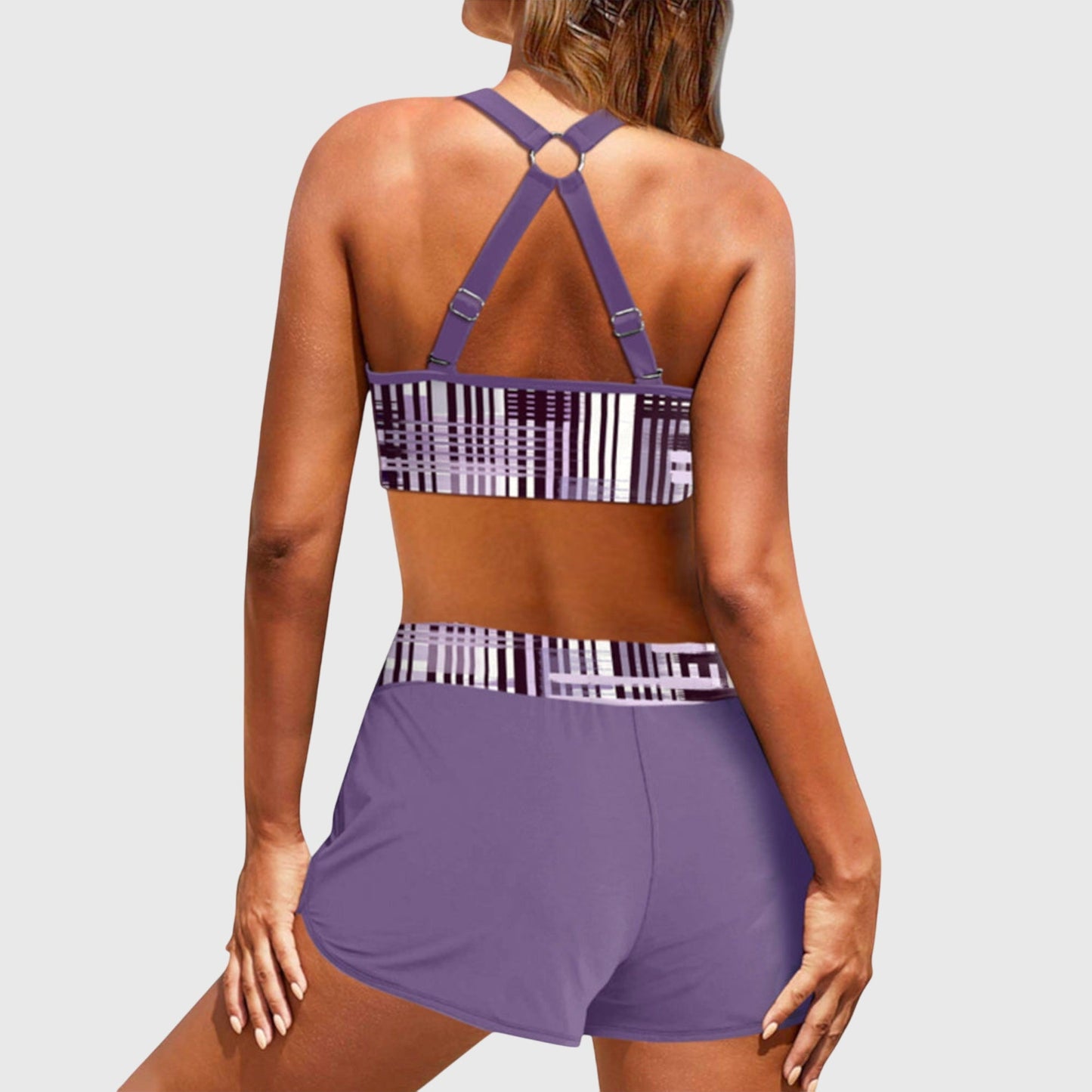 Women's Ribbed Striped Bikini Set High Waisted Beach by Selouva