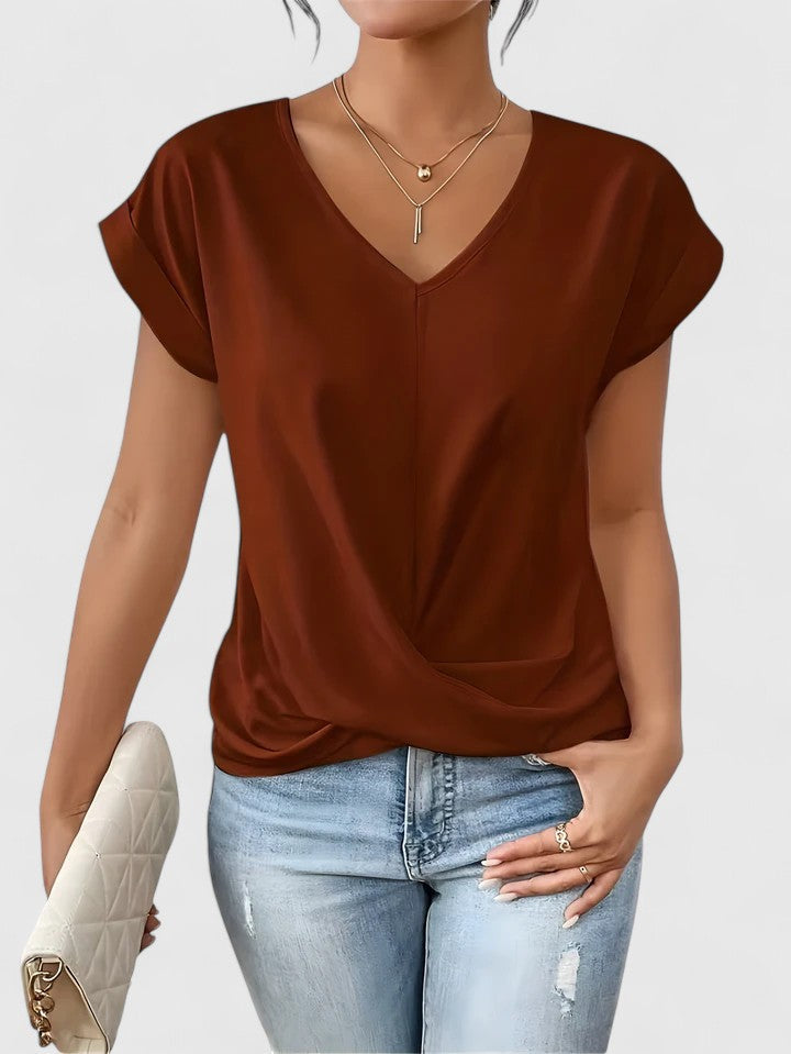 Women's Twist Front V-Neck Top by Selouva
