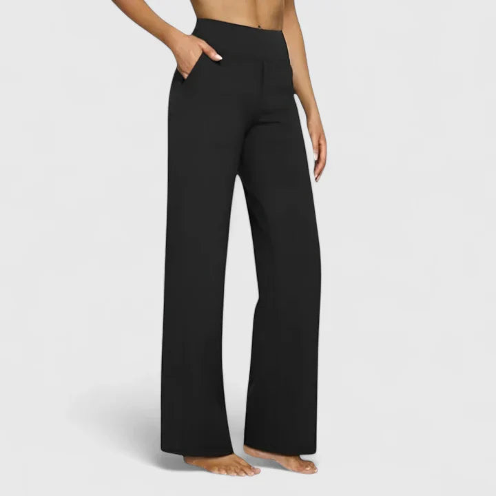 Ame Elegant Wide Leg Pants With Elastic Waistband And Pockets by Selouva