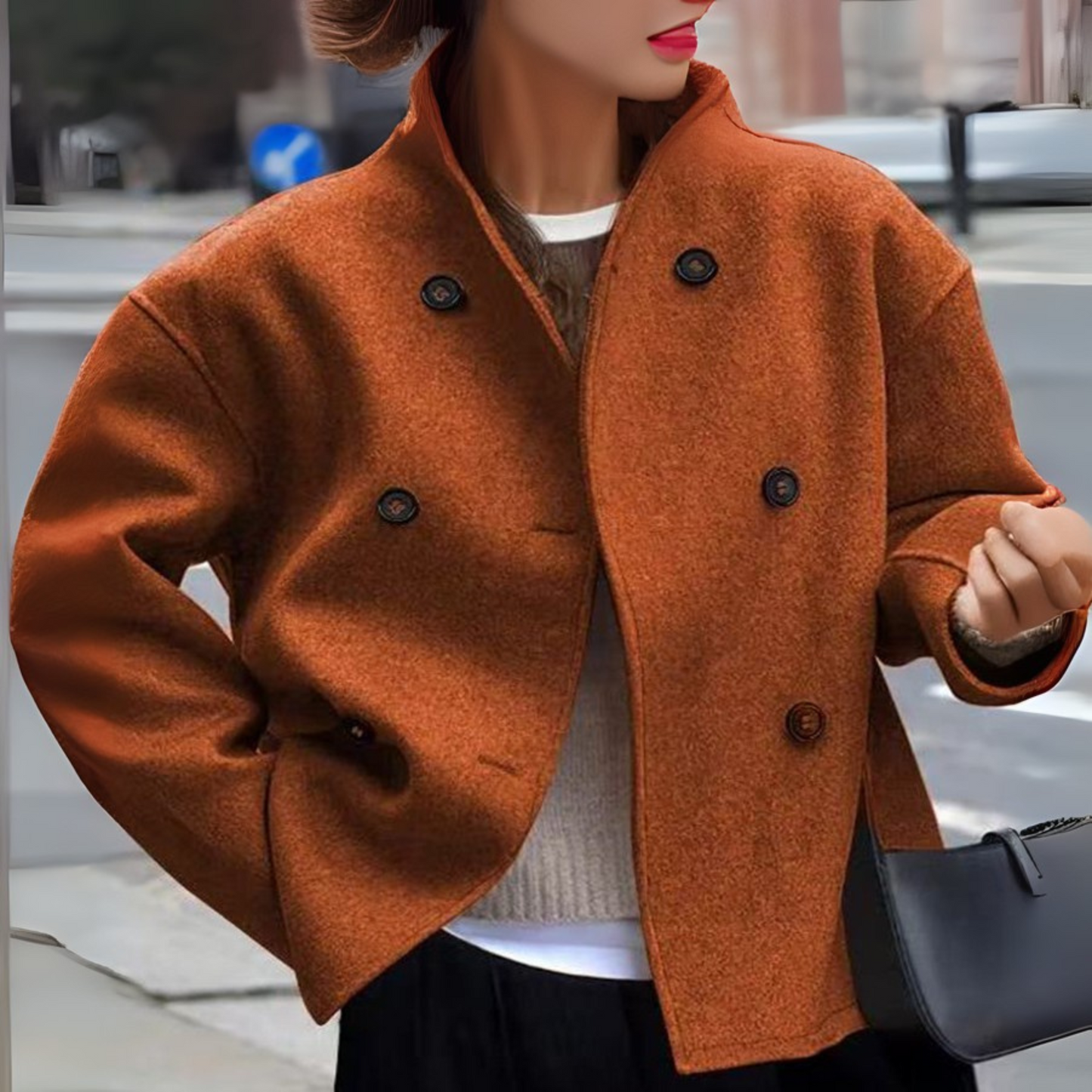 Bini - Cozy Long Sleeve Stand Collar Coat by Selouva