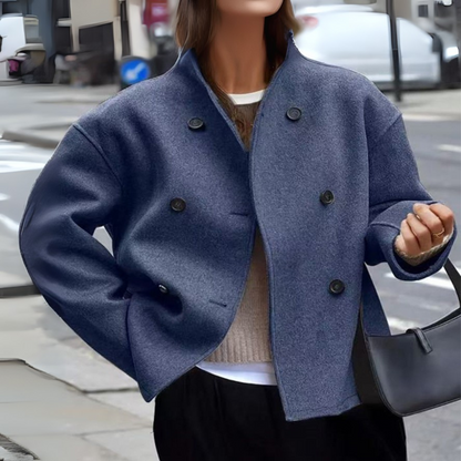 Bini - Cozy Long Sleeve Stand Collar Coat by Selouva