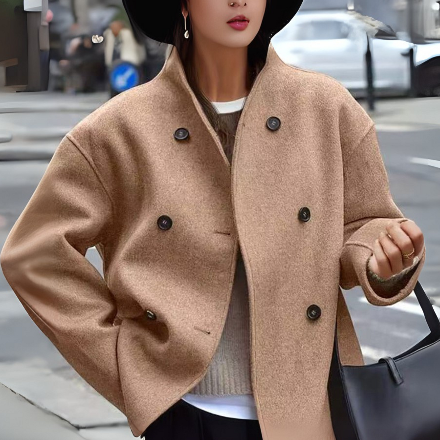 Bini - Cozy Long Sleeve Stand Collar Coat by Selouva