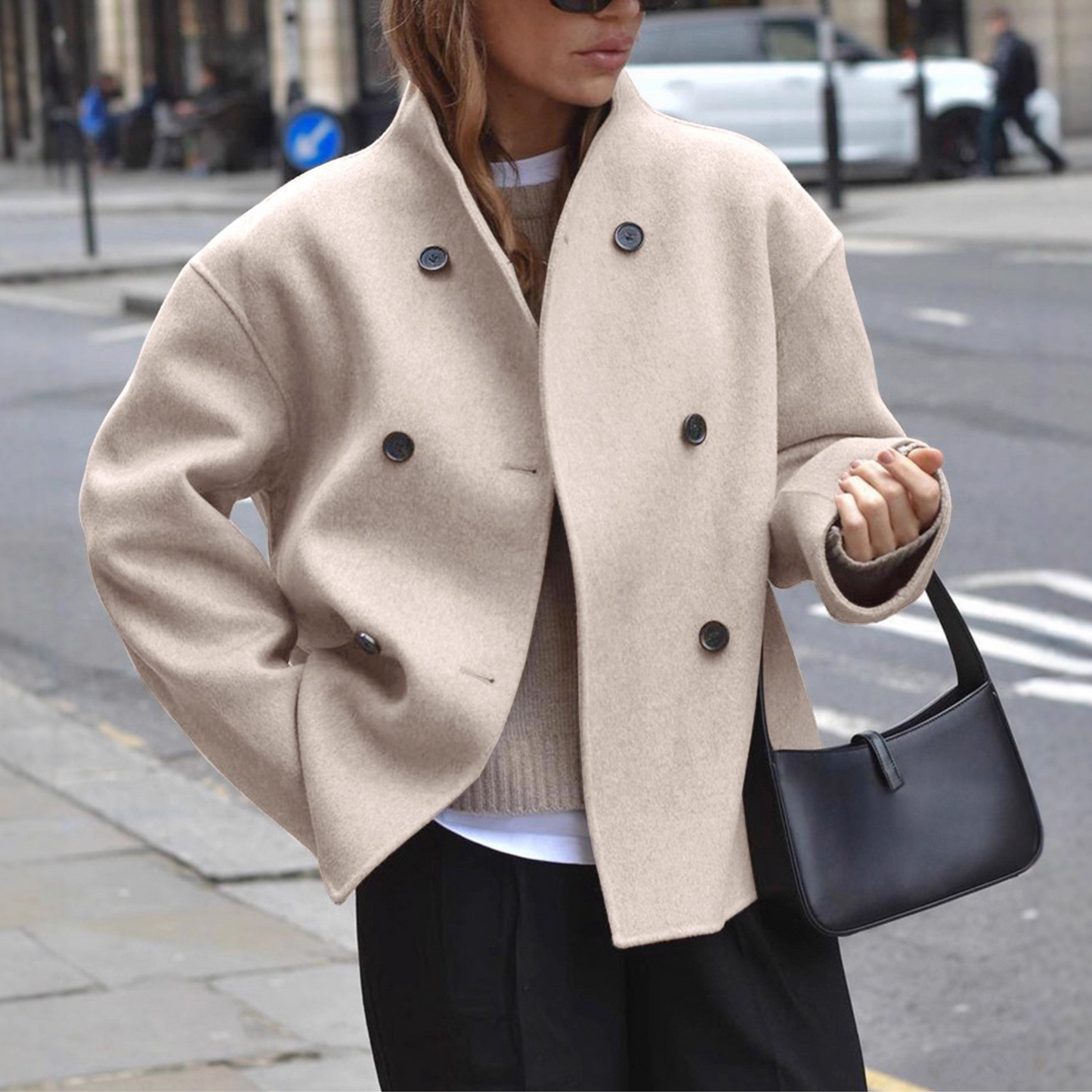 Bini - Cozy Long Sleeve Stand Collar Coat by Selouva