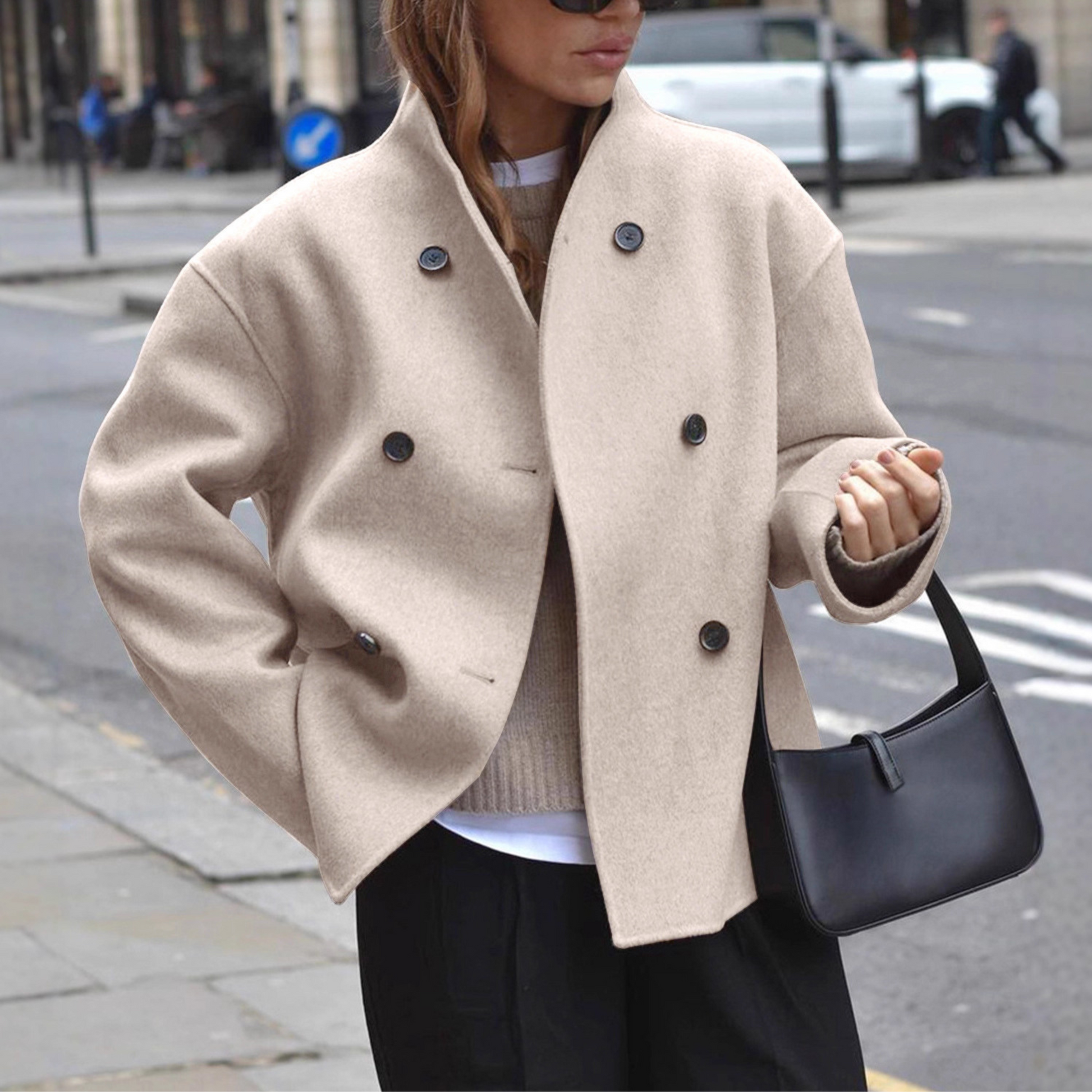 Bini - Cozy Long Sleeve Stand Collar Coat by Selouva