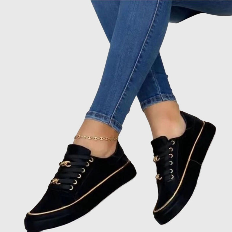 Camille Stylish Orthopedic Shoes With Gold Chain Accent For Women by Selouva