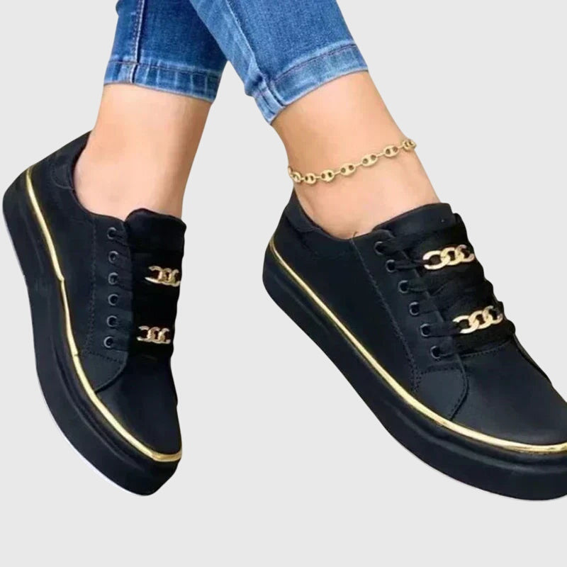 Camille Stylish Orthopedic Shoes With Gold Chain Accent For Women by Selouva