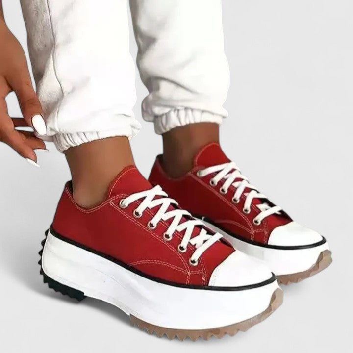Kelly Platform Sole Comfortable Sneakers With Lace Up by Selouva