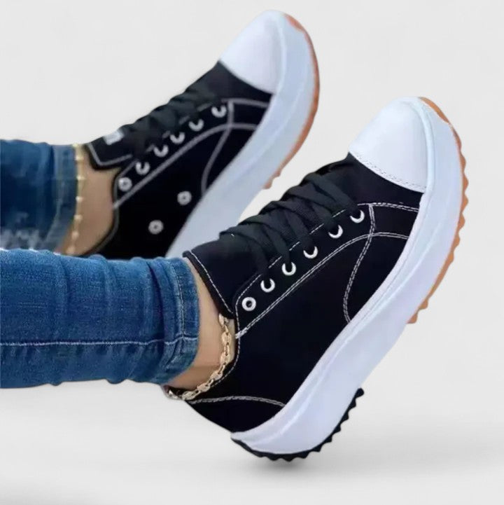 Kelly Platform Sole Comfortable Sneakers With Lace Up by Selouva