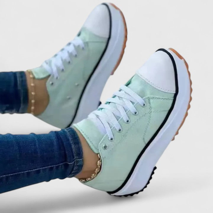 Kelly Platform Sole Comfortable Sneakers With Lace Up by Selouva