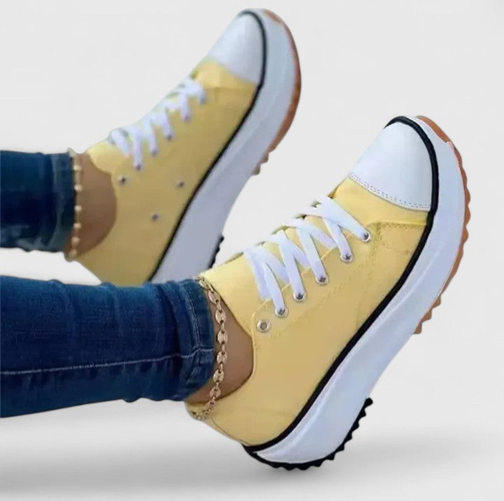 Kelly Platform Sole Comfortable Sneakers With Lace Up by Selouva