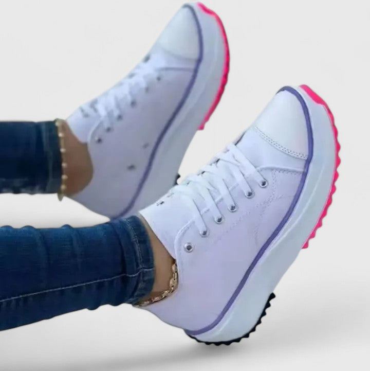 Kelly Platform Sole Comfortable Sneakers With Lace Up by Selouva
