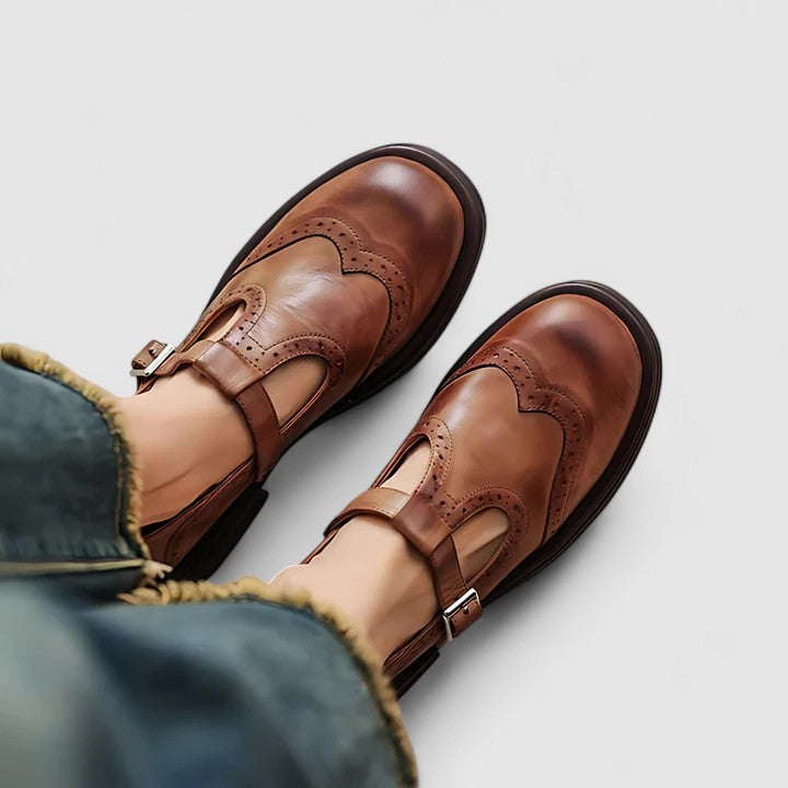 Louisa Classic Mary Jane Shoes Leather Comfort Buckle Strap by Selouva