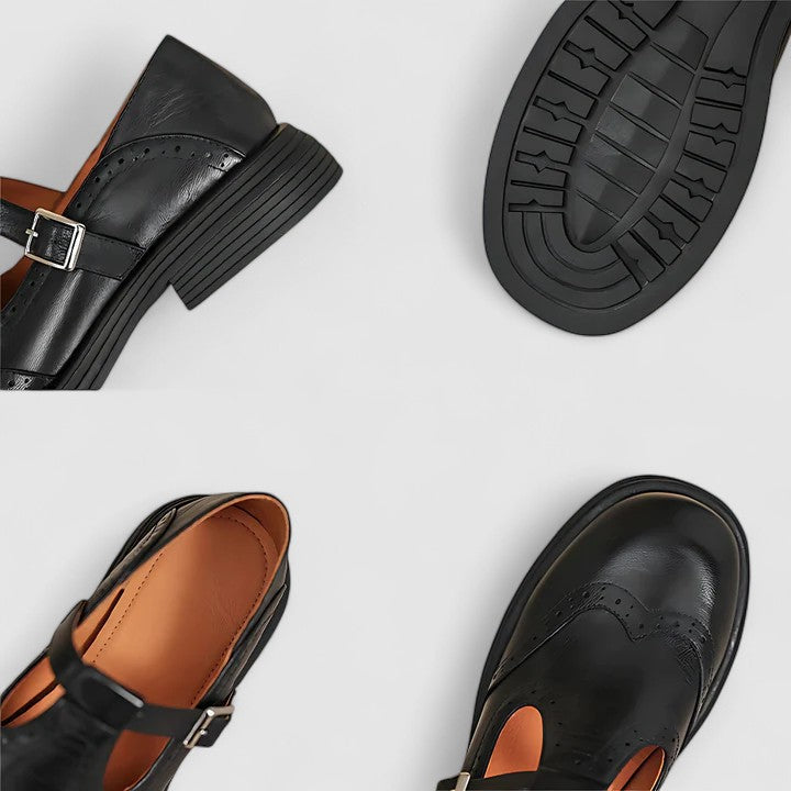 Louisa Classic Mary Jane Shoes Leather Comfort Buckle Strap by Selouva
