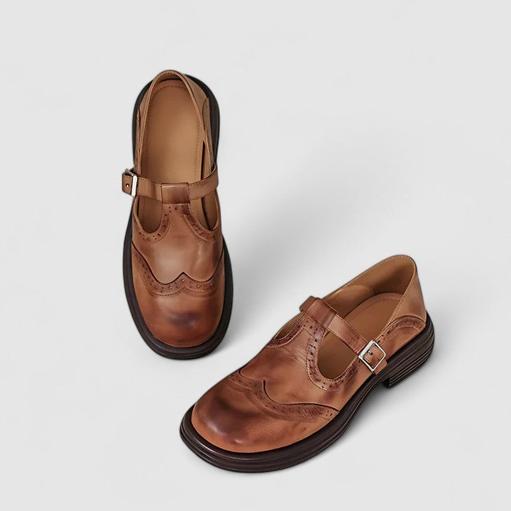 Louisa Classic Mary Jane Shoes Leather Comfort Buckle Strap by Selouva