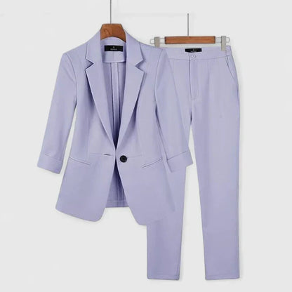 Nyvanna Sophisticated Light Blue Blazer Set With Tailored Trousers by Selouva