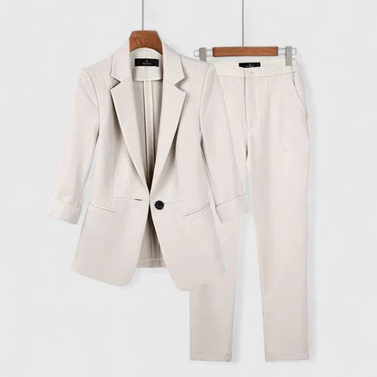 Nyvanna Sophisticated Light Blue Blazer Set With Tailored Trousers by Selouva