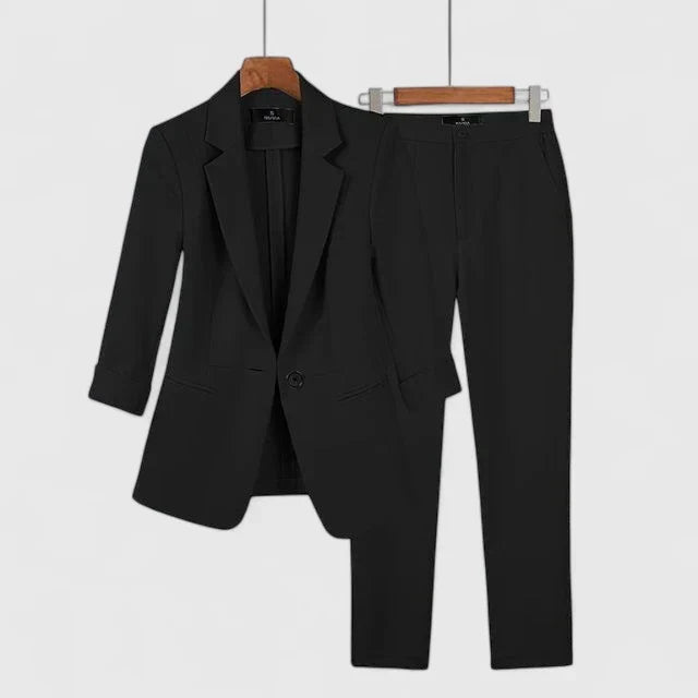 Nyvanna Sophisticated Light Blue Blazer Set With Tailored Trousers by Selouva