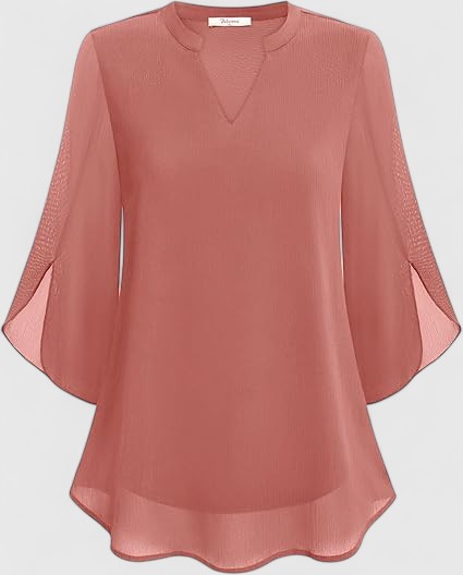 Celinora Black Blouse With Flowy Sheer Sleeves V Neck A Line Fit by Selouva