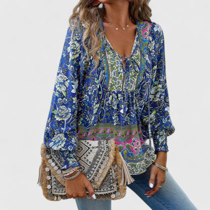 Women's Blouse with Tie-Neck for Work by Selouva