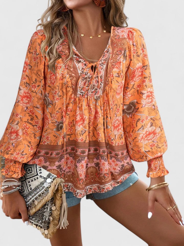 Women's Blouse with Tie-Neck for Work by Selouva