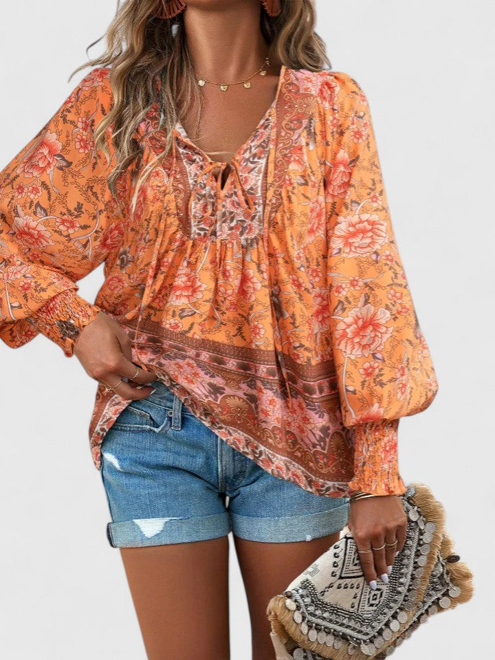 Women's Blouse with Tie-Neck for Work by Selouva