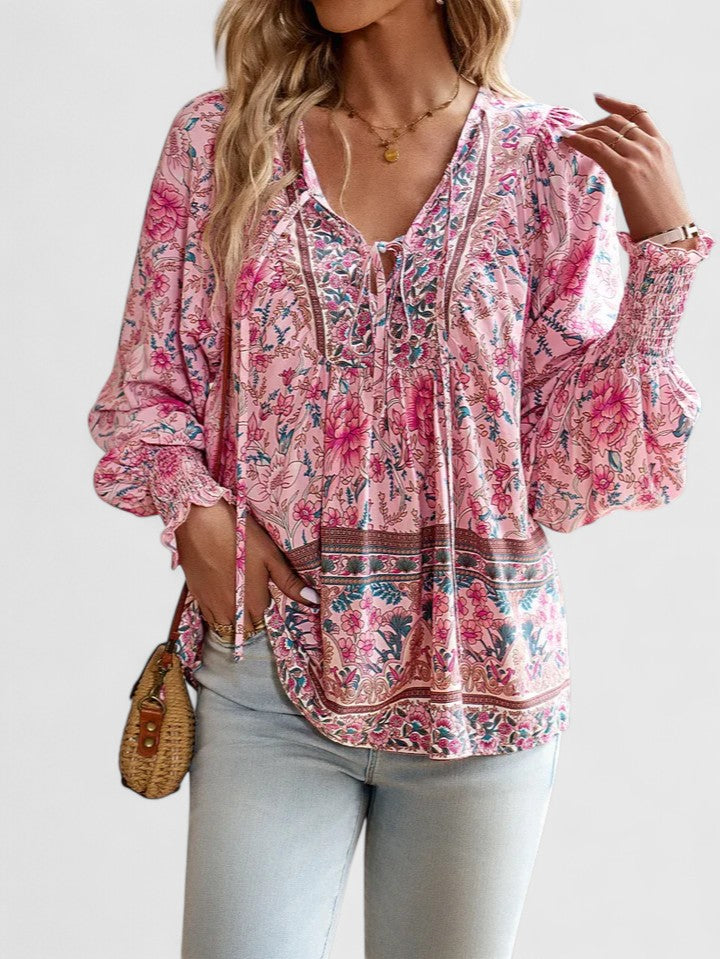 Women's Blouse with Tie-Neck for Work by Selouva