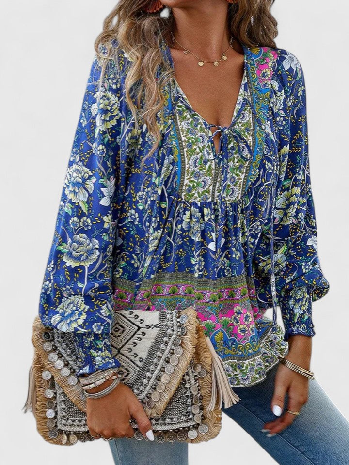 Women's Blouse with Tie-Neck for Work by Selouva