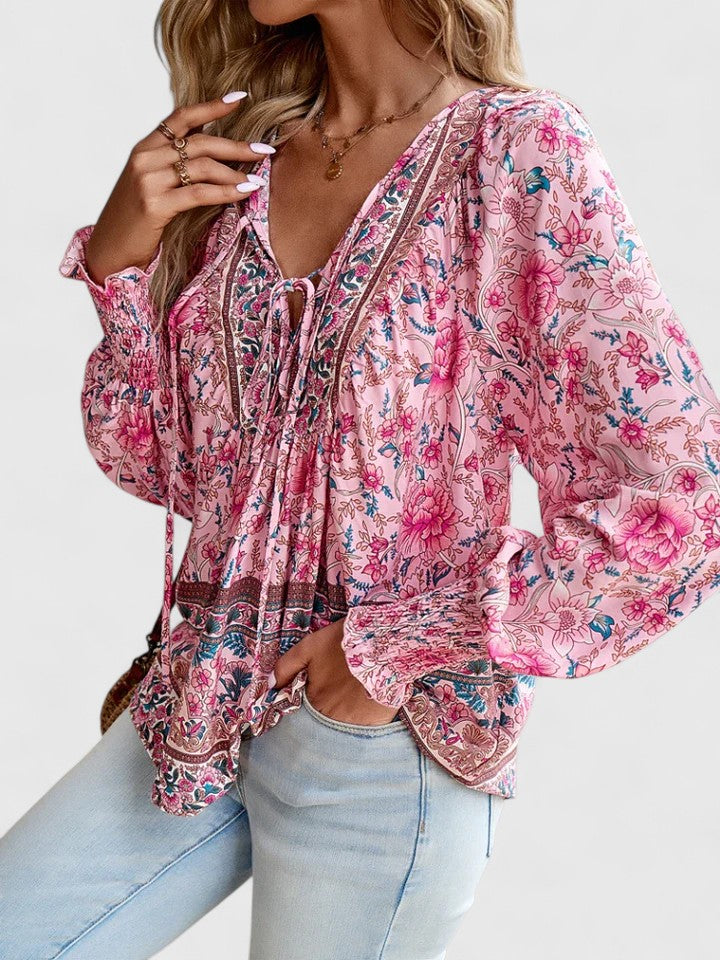 Women's Blouse with Tie-Neck for Work by Selouva