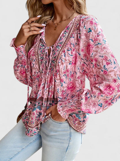 Women's Blouse with Tie-Neck for Work by Selouva