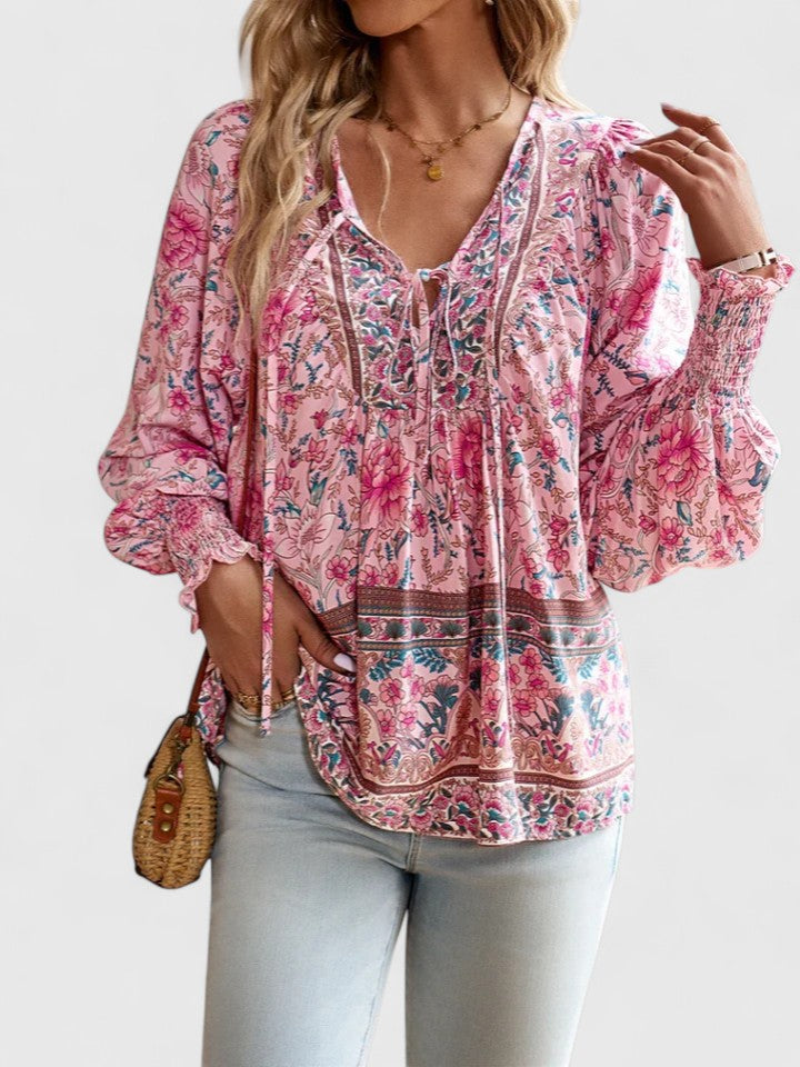 Women's Blouse with Tie-Neck for Work by Selouva
