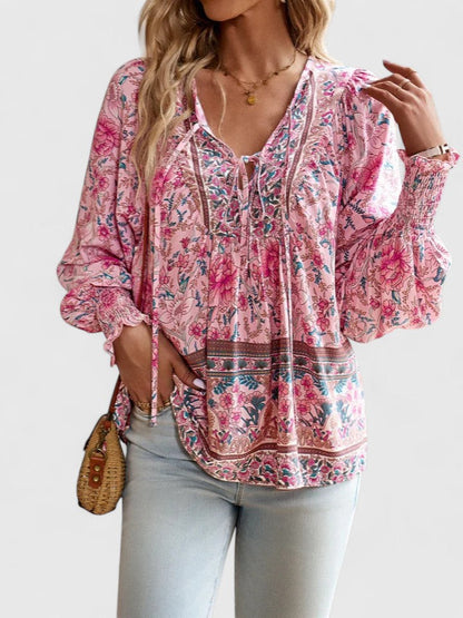 Women's Blouse with Tie-Neck for Work by Selouva