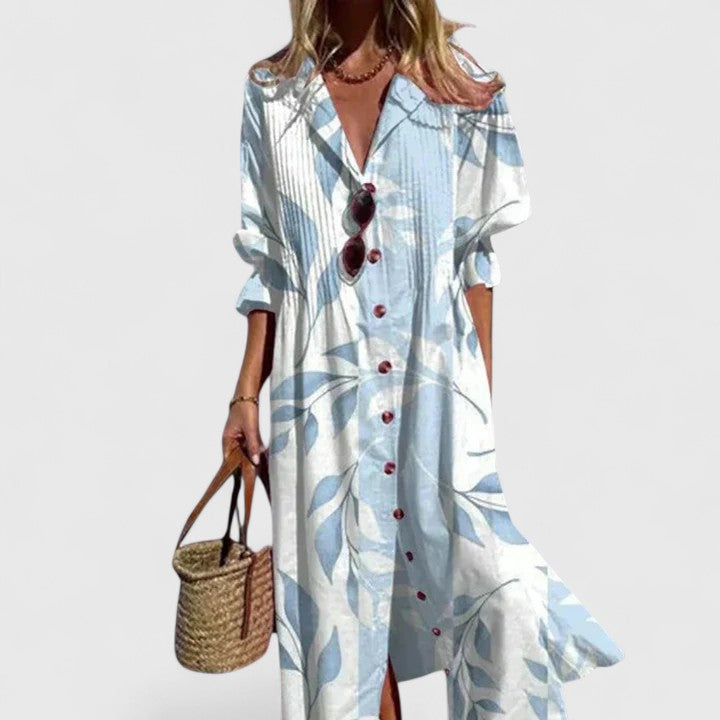 Paula Elegant Boho Maxi Dress With Colorful Floral Print by Selouva