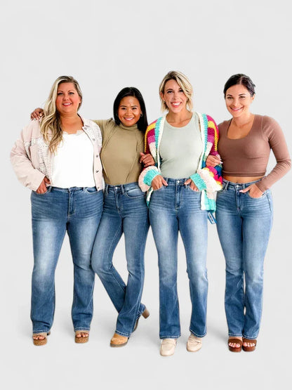 Eryzandra Sophisticated Bootcut Jeans With Smoothing Waistband by Selouva