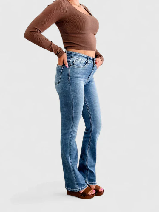 Eryzandra Sophisticated Bootcut Jeans With Smoothing Waistband by Selouva