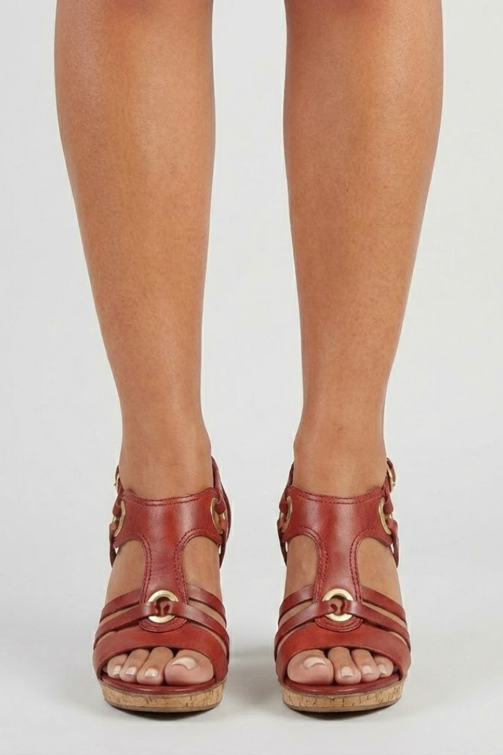 Bella Women's Buckle Sandals With Textured Detail Casual by Selouva