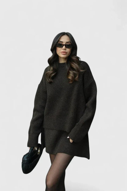 Women's Burgundy Knit Set Cozy by Selouva