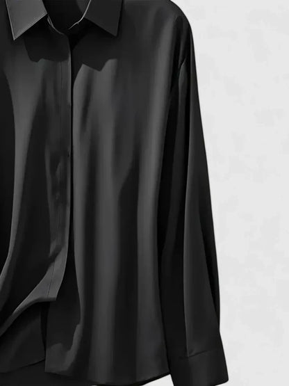 Women's Button-Down Blouse with Collar by Selouva