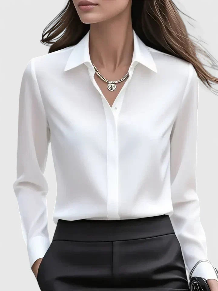 Women's Button-Down Blouse with Collar by Selouva