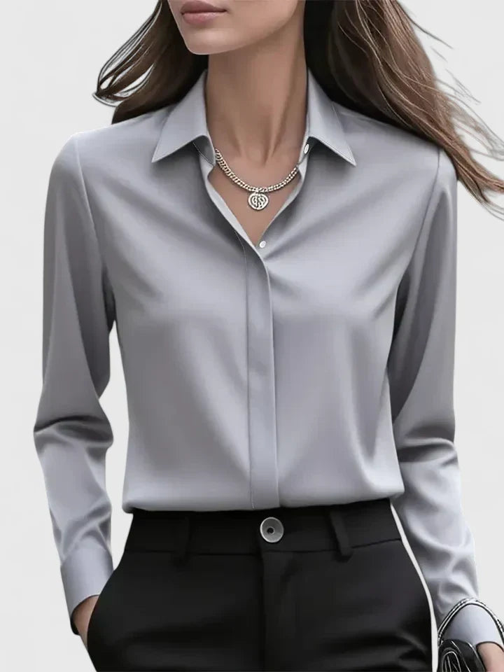 Women's Button-Down Blouse with Collar by Selouva